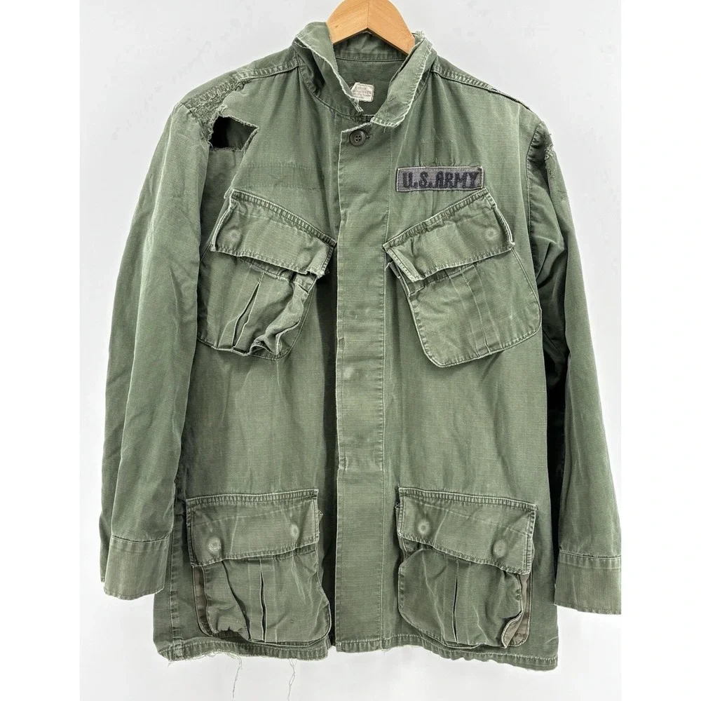 Vintage Vietnam OG-107 Jungle Jacket Cotton Ripstop Slant Pocket US Army Coat